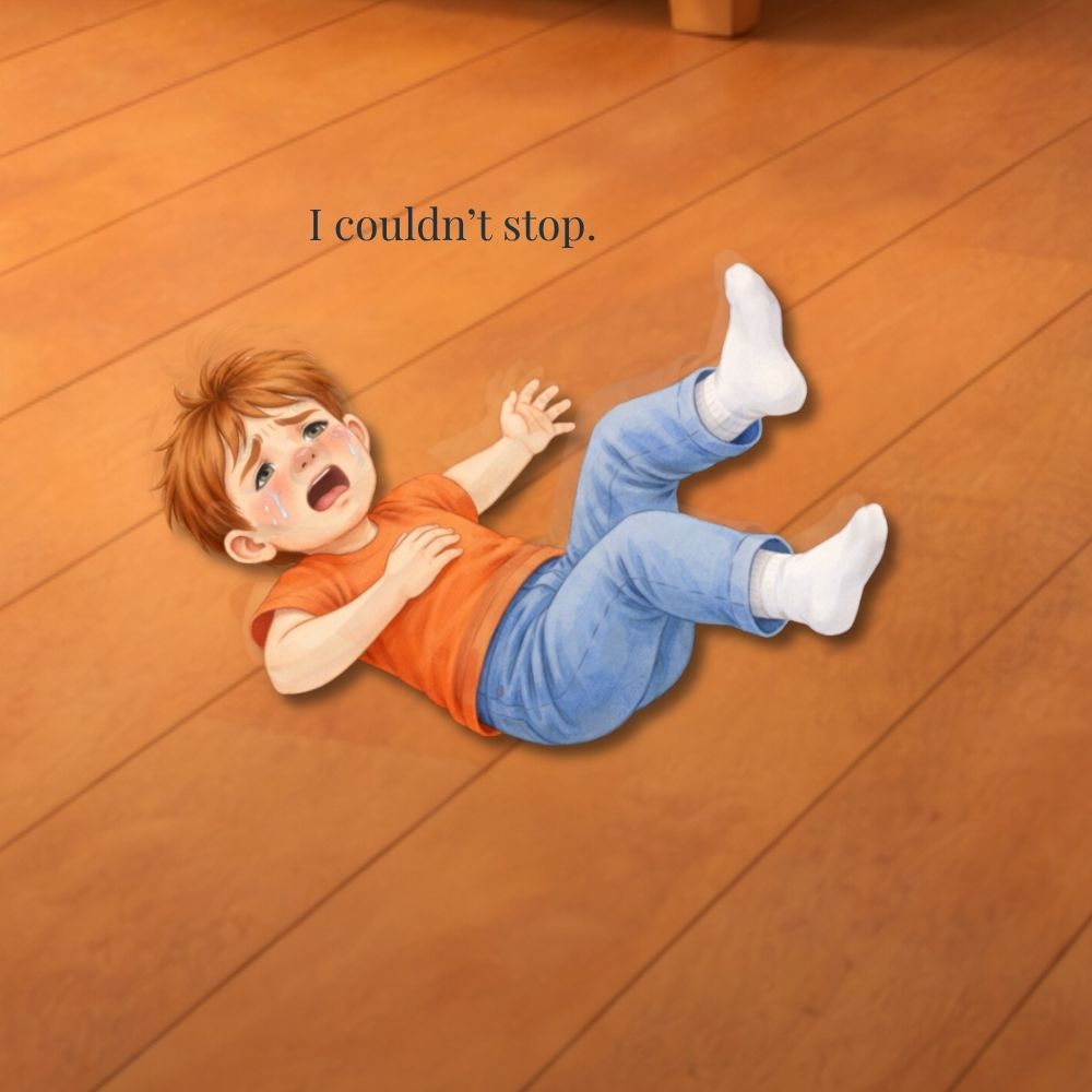 Sam crying during a meltdown