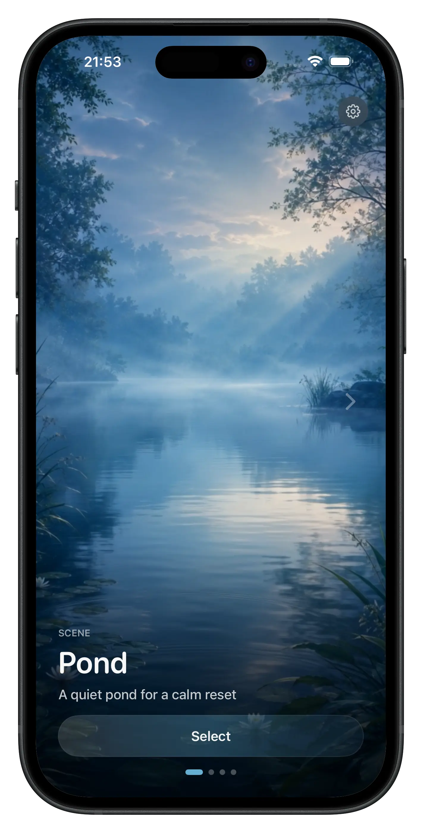 Calm Pulse guided breathing session with scenic background